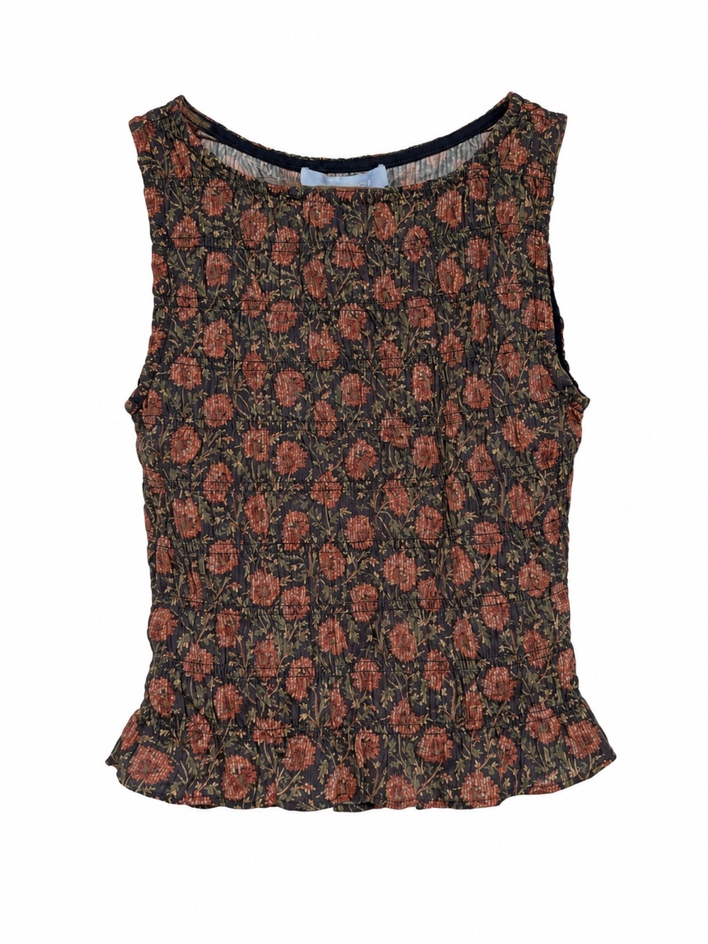 Hill House Home Phoebe Nap Top XS Thornfield Tapestry Navy Rust Floral Cotton